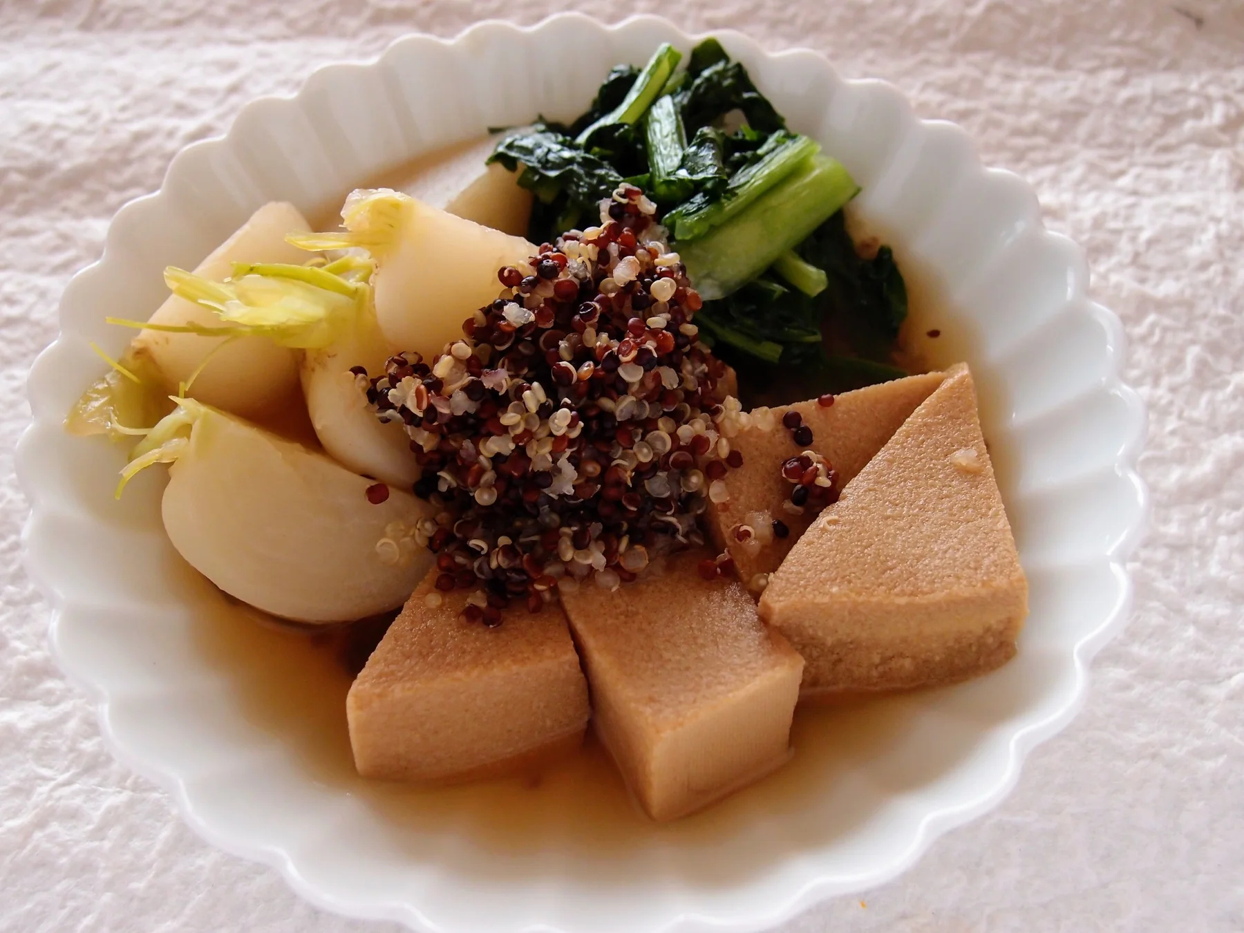 Japanese-style plant-based tofu and vegetable dish