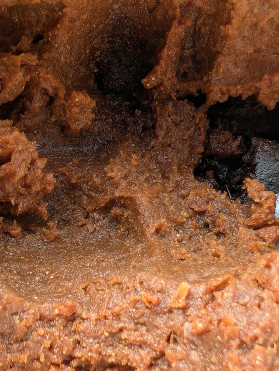 Close-up of brown homemade miso paste made by Mary Sugihara